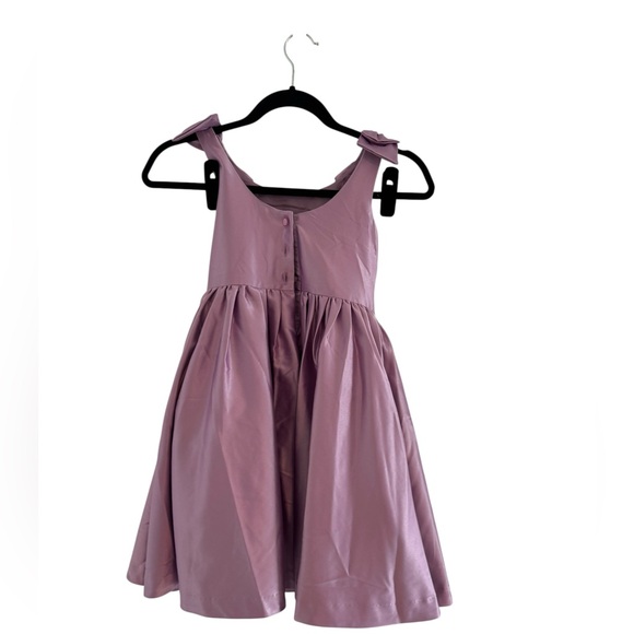Janie and Jack Lavender Purple Satin Bow Sleeve Dress, Size Girl Kids 6 - Picture 4 of 5